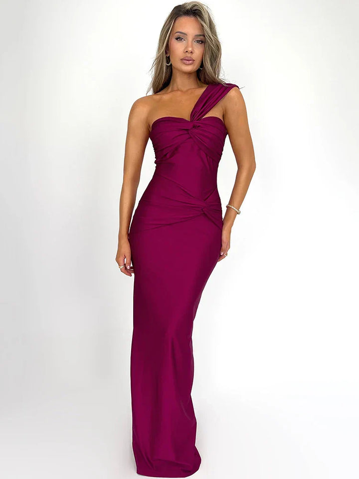Women’s Elegant One-Shoulder Bodycon Maxi Dress - Serena