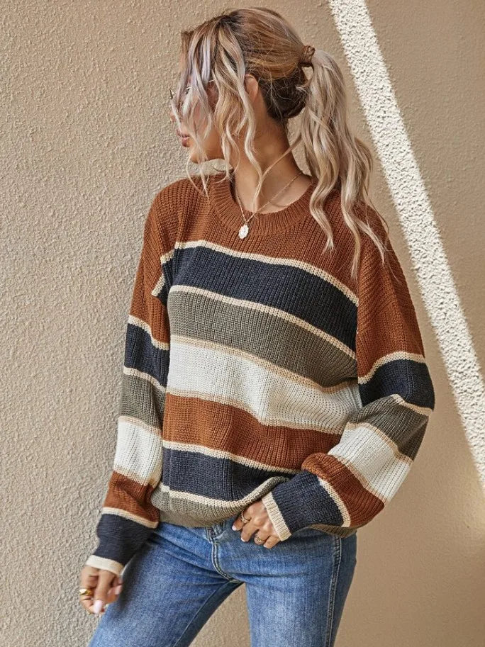 Women’s Cozy Knitted Stripes Jumper - Reese