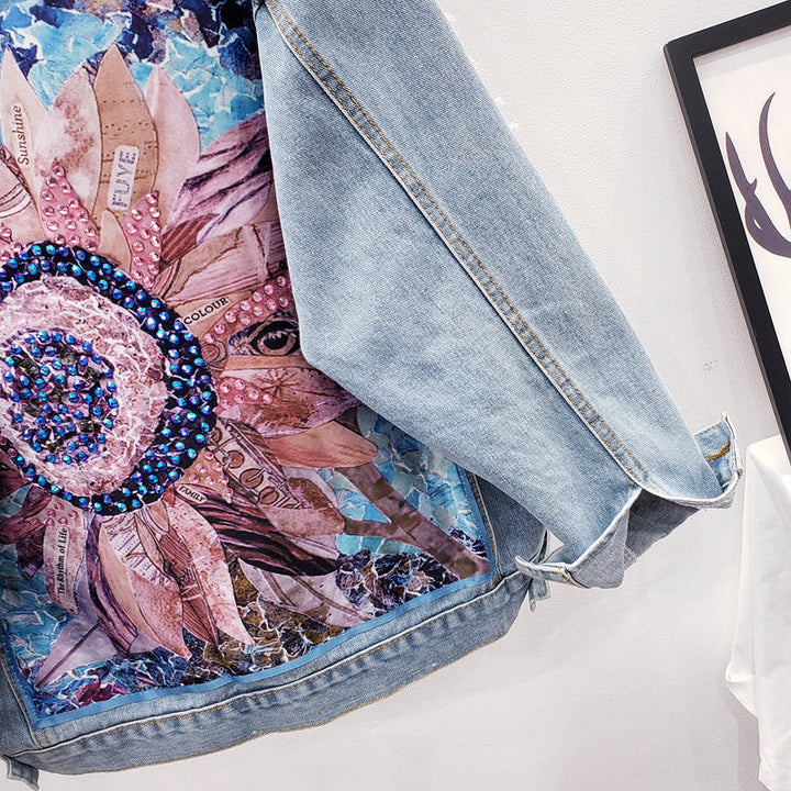Women’s Oversized Unique Back Print Denim Jacket - Lynn