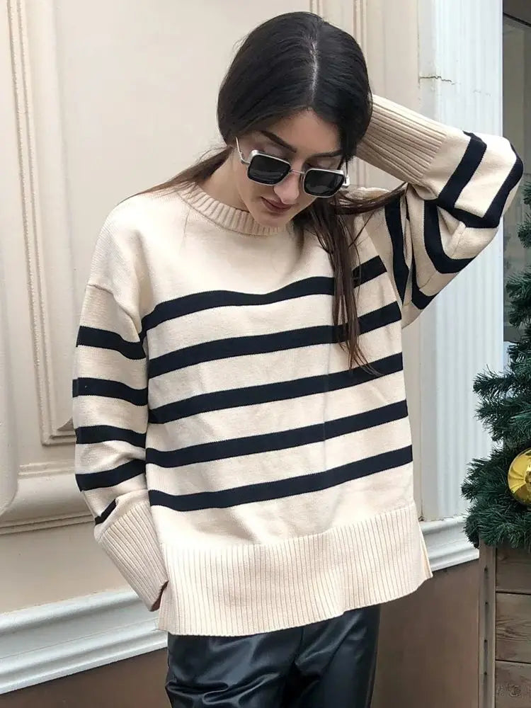 Women’s Oversized Striped Knitted Jumper - Rosalind