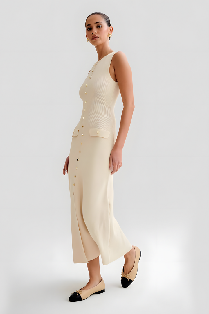  Ladies Sleeveless Knitted Maxi Summer Dress - Tricia-5