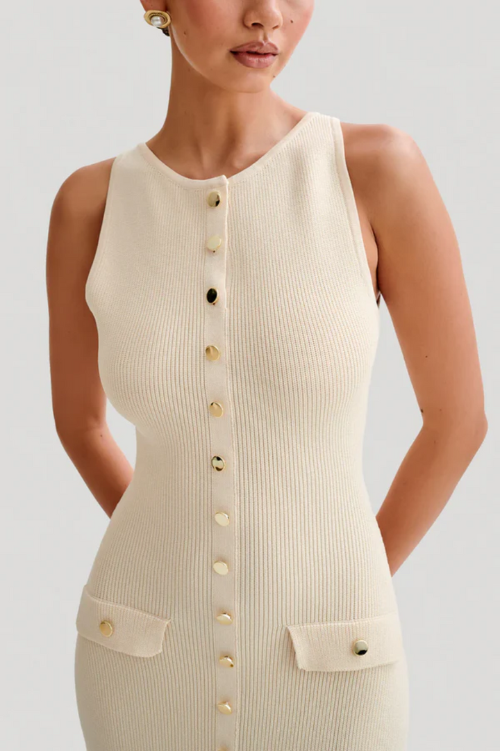  Ladies Sleeveless Knitted Maxi Summer Dress - Tricia-6