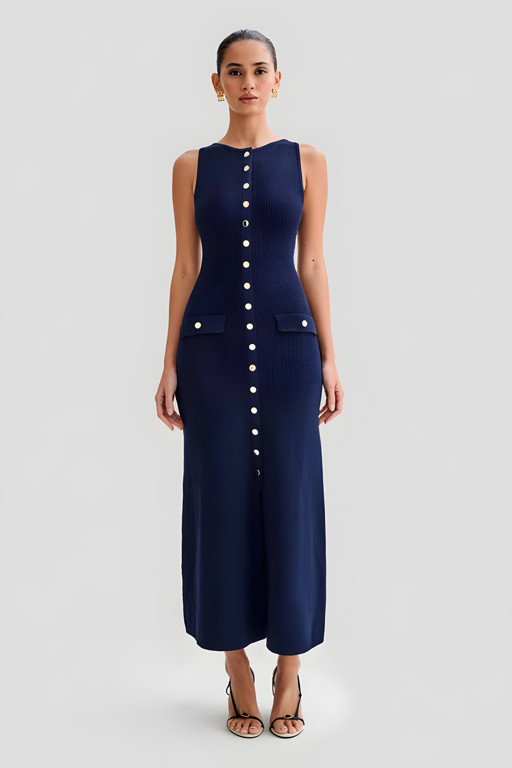  Ladies Sleeveless Knitted Maxi Summer Dress - Tricia-1