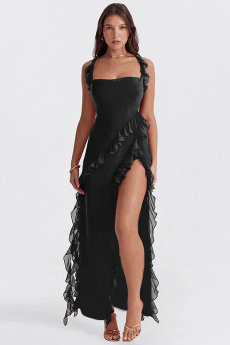 Women’s Elegant Flared Ruffled Maxi Dress - Isabella