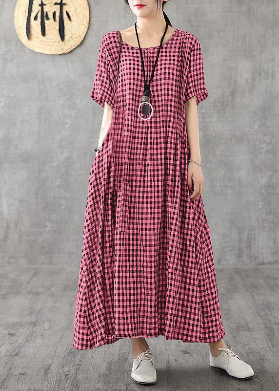 Vivid patchwork linen quilting dresses Runway black plaid Dresses summer - Penny