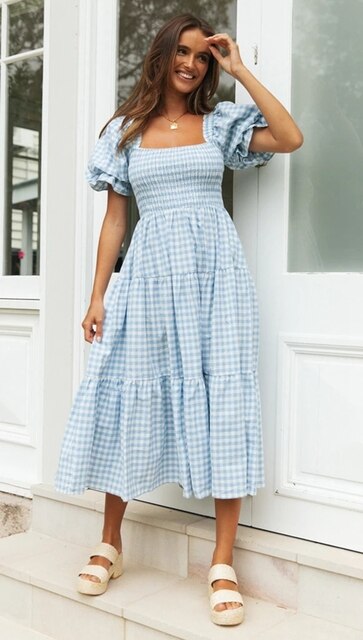 Women's Square Neckline Summer Maxi Dress - Delilah