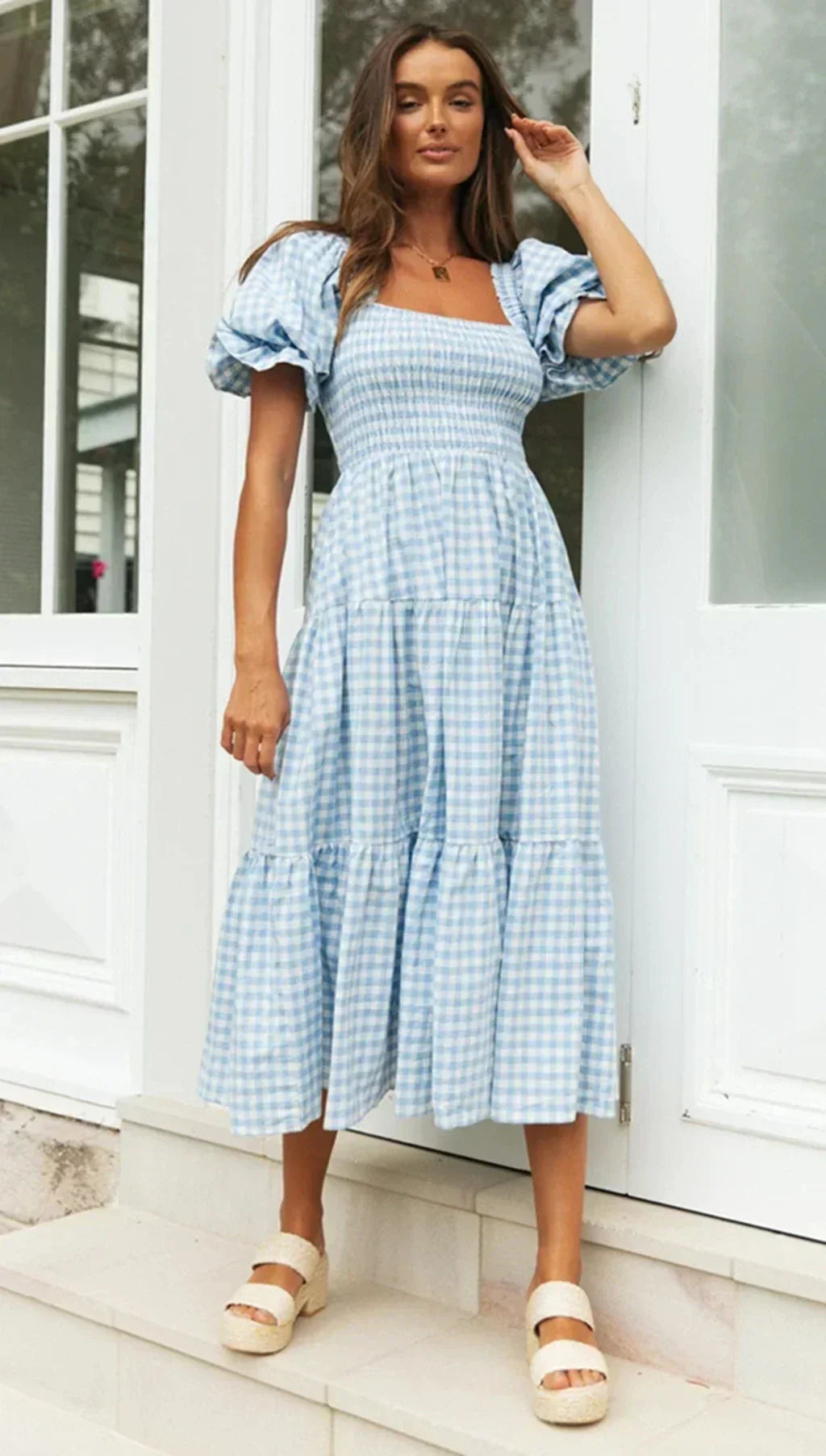 Women's Square Neckline Summer Maxi Dress - Delilah