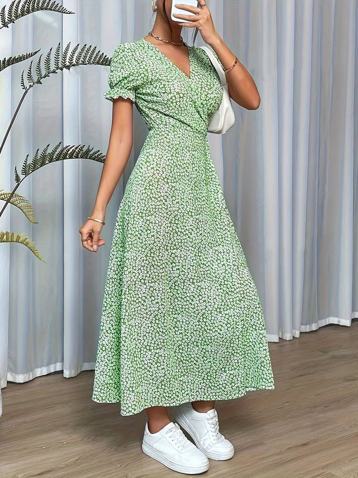 Women's Elegant Flower Pattern Maxi Dress - Lily