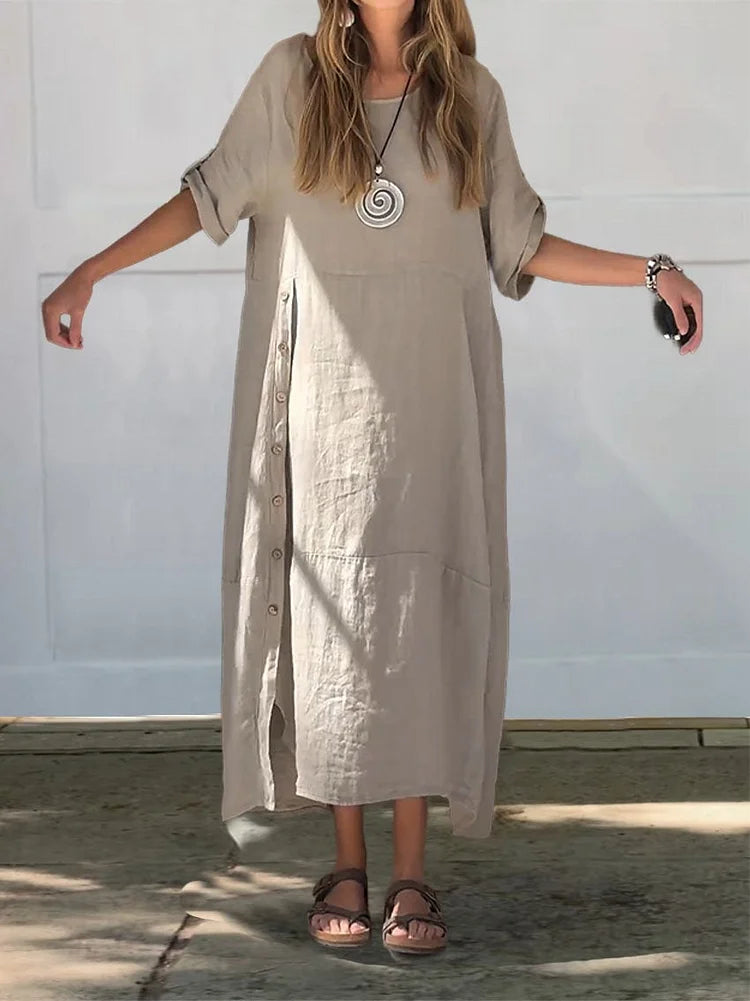  Ladies Casual Midi Blouse Dress - Meah-2