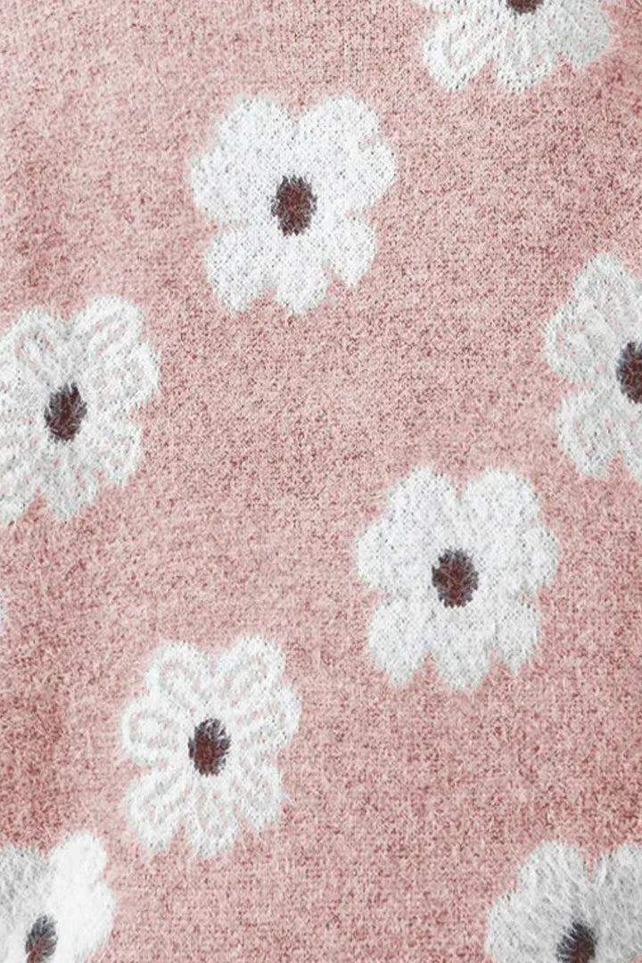Women’s Stylish Floral Half Zip Sweater - Margaret