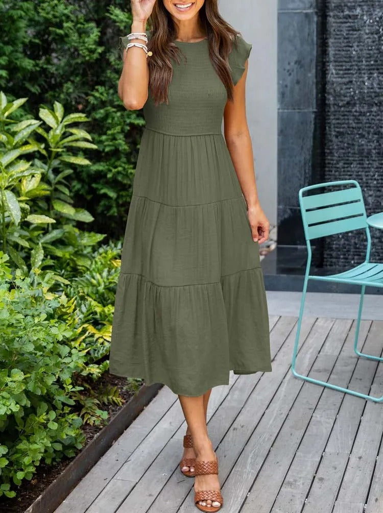 Women’s Butterfly Sleeves Summer Maxi Dress  - Leana