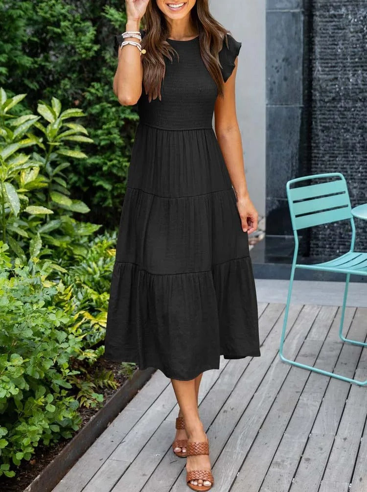Women’s Butterfly Sleeves Summer Maxi Dress  - Leana