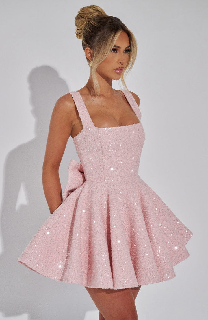 Women’s Elegant Square Neckline Mini Dress - Seraphina