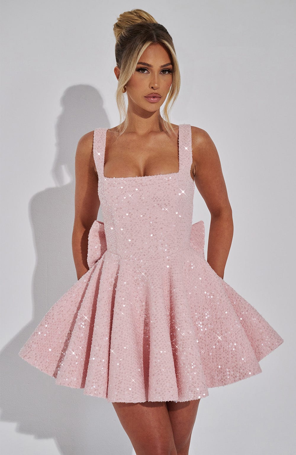 Women’s Elegant Square Neckline Mini Dress - Seraphina