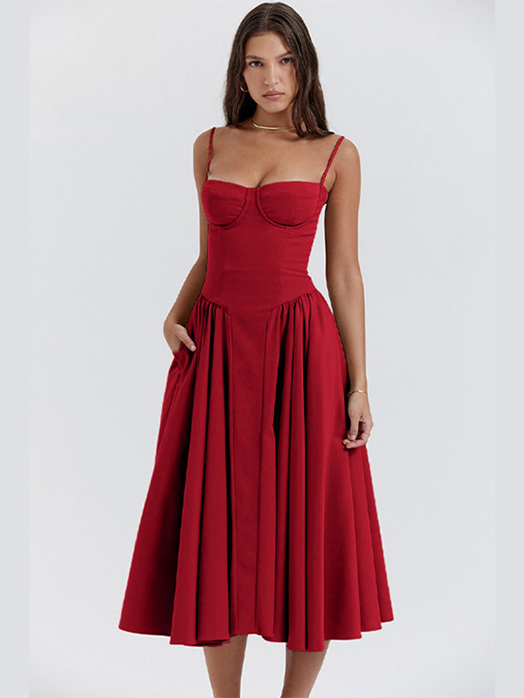 Variant image for Women’s White Summer Dress Elegant Waist-Shaping Design - Lina-7