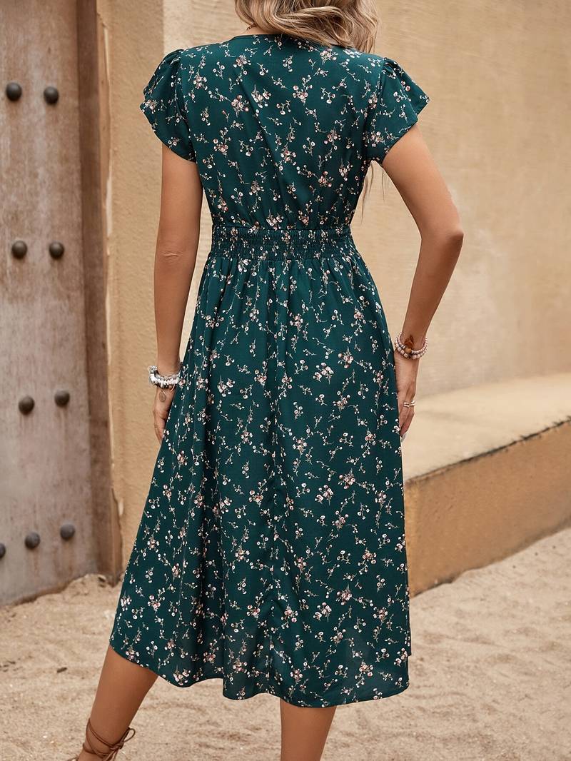 Women's Casual V-neck Midi Dress - Celeste