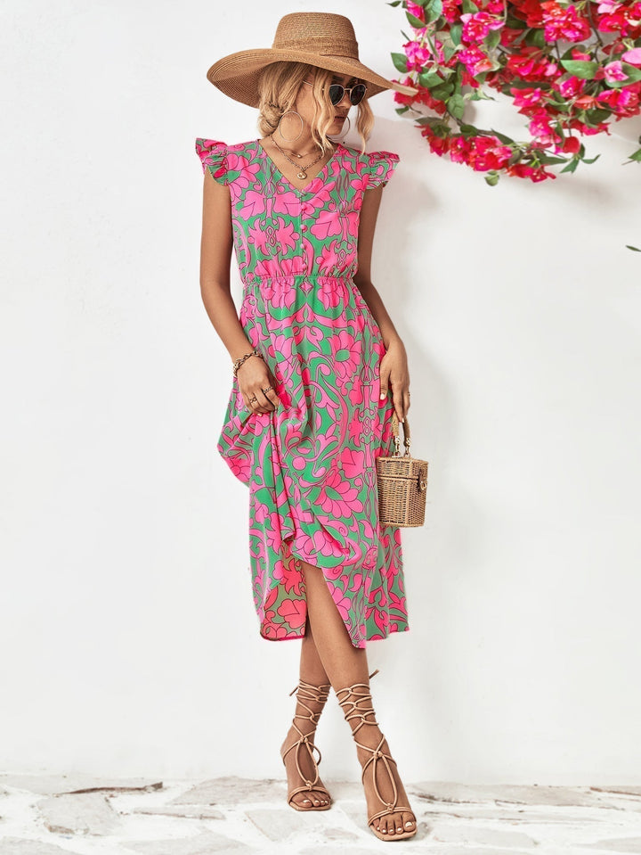 Women's Short Summer Midi Dress - Celeste
