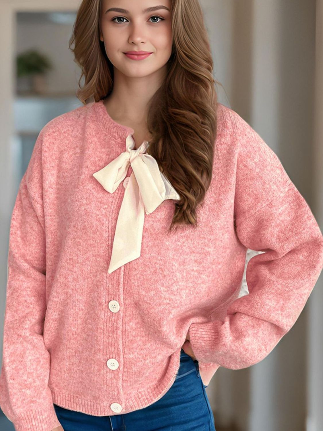 Women’s Long Sleeve Elegant Knitted Cardigan - Alisa