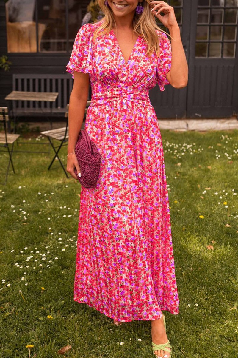 Women’s Long V-Neck Elegant Maxi Dress - Ruth