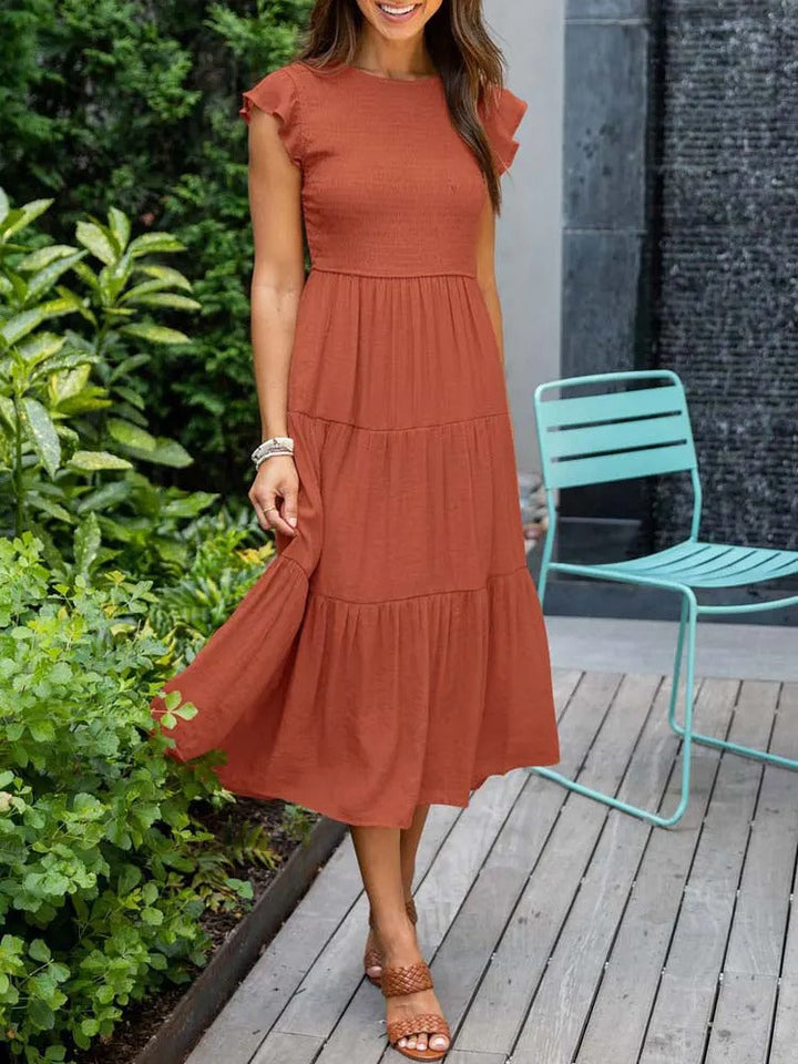 Women’s Butterfly Sleeves Summer Maxi Dress  - Leana
