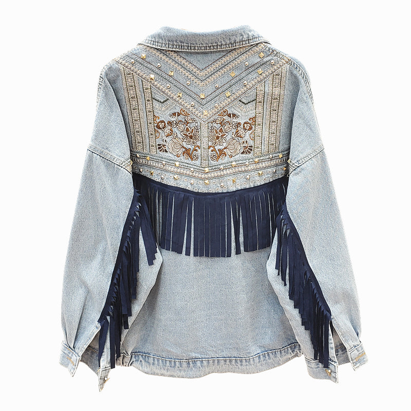 Women’s Floral Print Denim Jacket - Cara