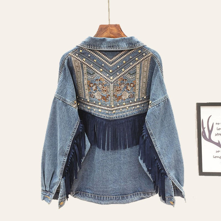Women’s Floral Print Denim Jacket - Cara