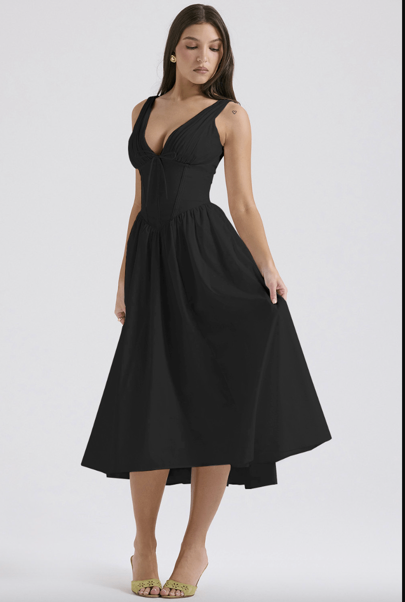 Women's Elegant Midi Dress - Nora