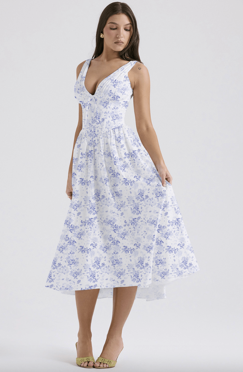 Women's Elegant Midi Dress - Nora