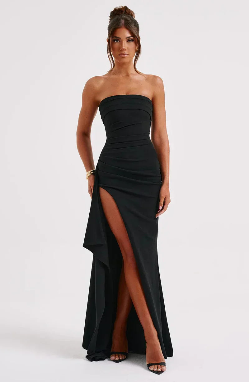 Twisted maxi dress without shoulders | Stella